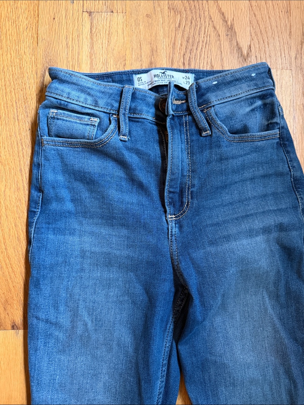 Hollister Women's Wide Leg Mid Blue Denim Jeans